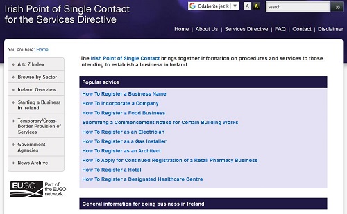 Irish Point of Single Contact MojBiz