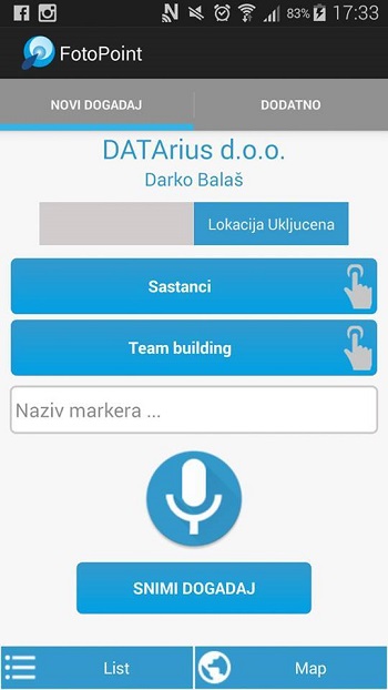 Fotopoint osnovni ekran